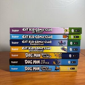 Set of 7 Cat Kid & Dog Man Hardback Books Kids Pilkey Scholastic